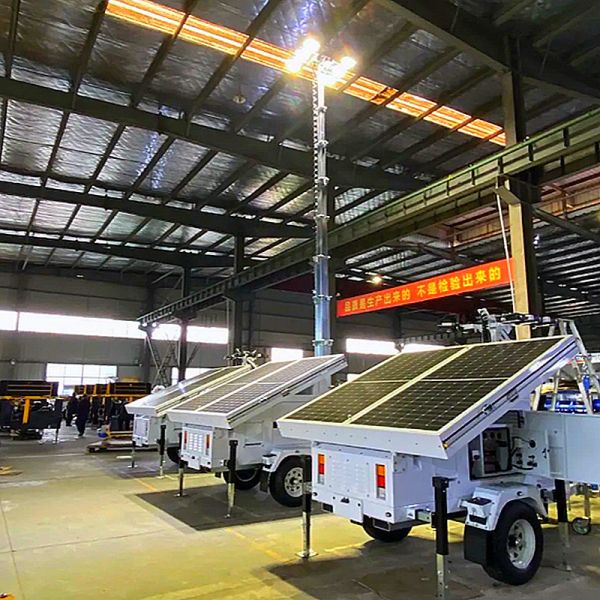 Mobile Solar Light Tower Emergency Response Telescopic Light Tower Hydraulic Mast 5-9m Solar LED Light Tower