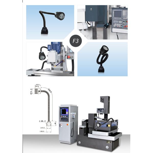 OUJVAN F3 LED Machine Light with 360° Flexible Hose IP67 Waterproof and 50000H Lifespan for Industrial Machines