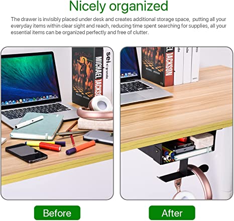 Hidden Storage Space Saving Adhesive Desk Shelf Hanger Hook Holder for Installation