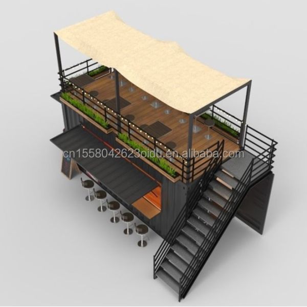 Chinese Style Logo Design 10ft 20ft Foldable Wooden Container Bar for Professional Business and Hotel