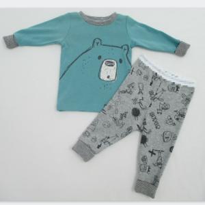 China Cotton 1x 1 Rib Baby Boy 2pcs Set O Neck Collar Ribbed Pyjama Set on sale