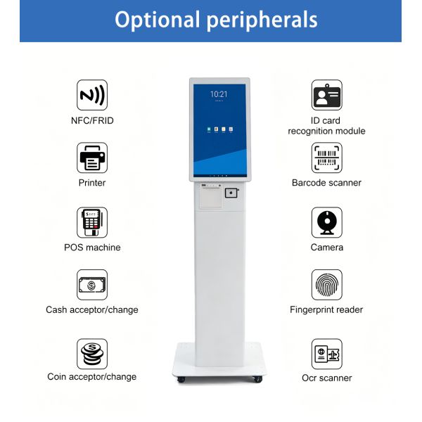 21.5" Floor Standing Self Ordering Kiosk Restaurant Self Service Payment Terminal with 80mm Receipt Printer OEM