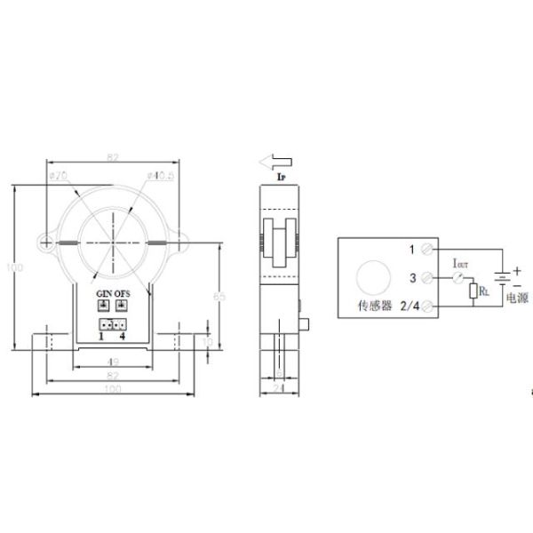 Black Color DC Current Transmitter , Open Loop Type Current Transformer