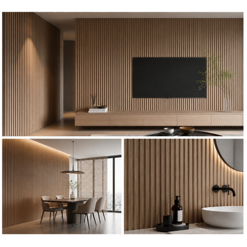 3 Arcs 3D Inner PVC Fluted Wall Panels Hollow Wavy Lightweight Cladding Design for Hotel Lobby Decor