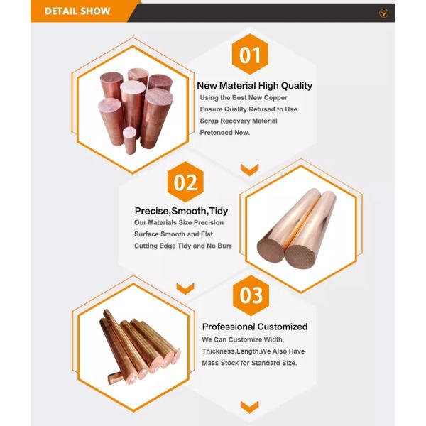 Customized Beryllium Copper Bar Rod C1100 Rod With High Hardness