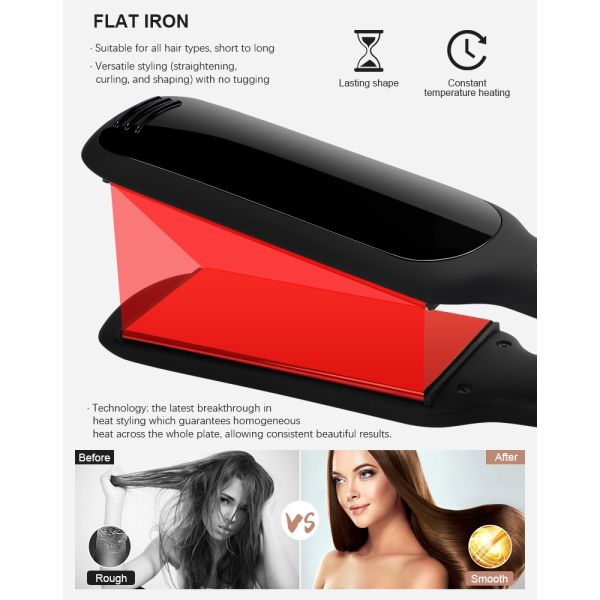 450 Degrees Electric Ceramic Hair Straightener Flat Iron LCD Display