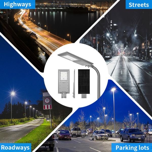 100W Solar Powered LED Street Lights ABS Housing SMD 2835 LED Chip 7000lm All In One
