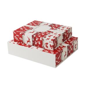 China Christmas Ribbon Paper Box Lid And Base Gift Box Custom Design CMYK Printing on sale