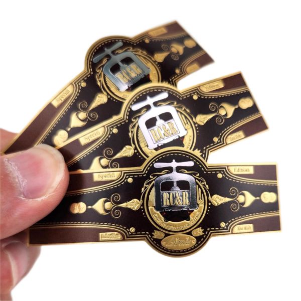 Embossing Thick Paper Cigar Label Printing Anti Counterfeit 3d Sticker Printing Brand Rings