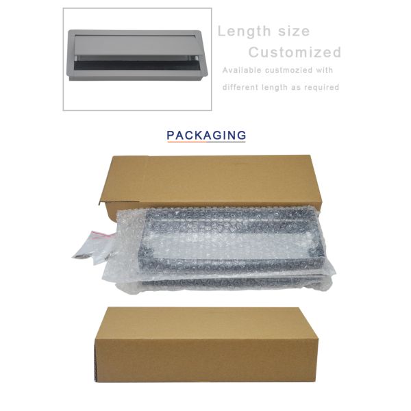 full aluminum furniture wire outlet rectangular cable desk grommet box/flip up aluminum cable cubby box with brush