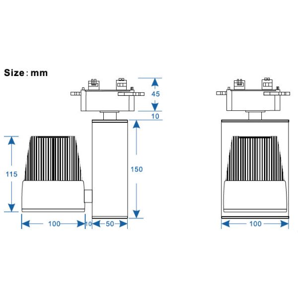 unique design Euro standard 135lm/w 20w 2400-2700lm cob led track light