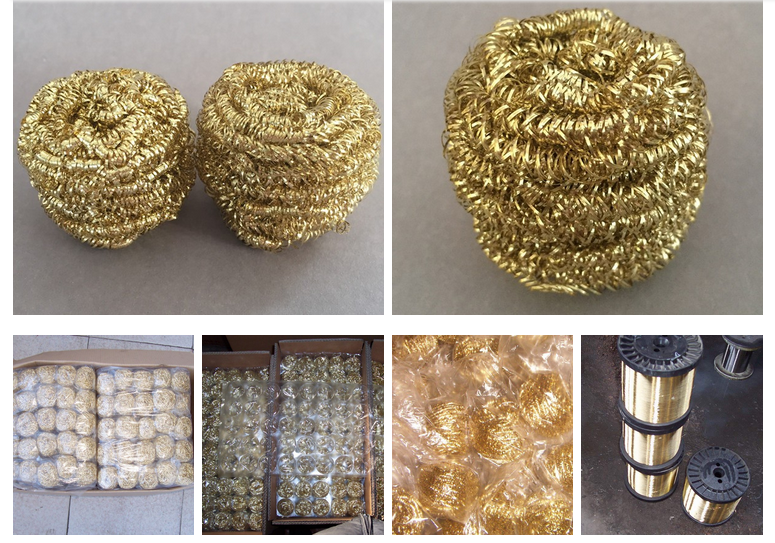 Kitchen Cleaning Brass Scouring Pads Durable Protecting Hands From Being Hurt