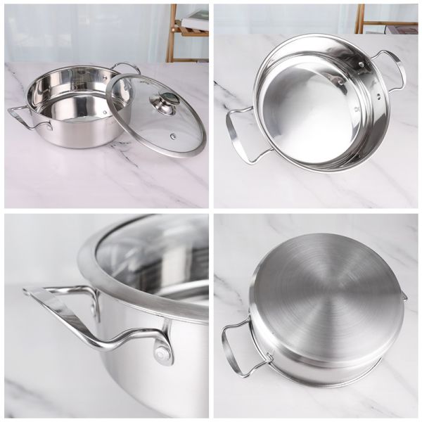 Hot Selling Korean 3pcs Non Stick Cookware Set Hot Pot Stainless Steel Soup Pot Cooking Pot Set