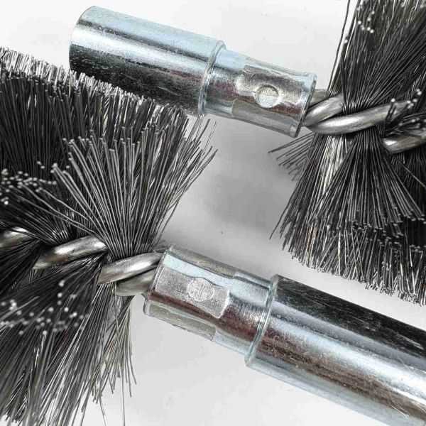 Tube Pipe Cleaning Descaling Double Stems Twisted Wire Spiral Brush for Drill