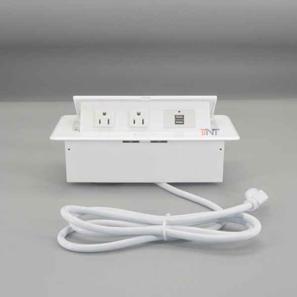 Whole white aluminum panel pop-up desk mount socket with usb outlet