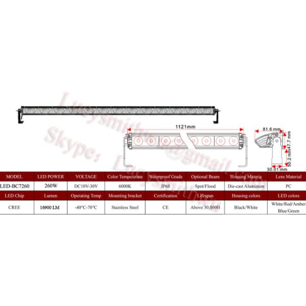 44'' 260W Led work lights truck driving lamps/Spot/LED arbeidslys foco Faros LED-BC7260
