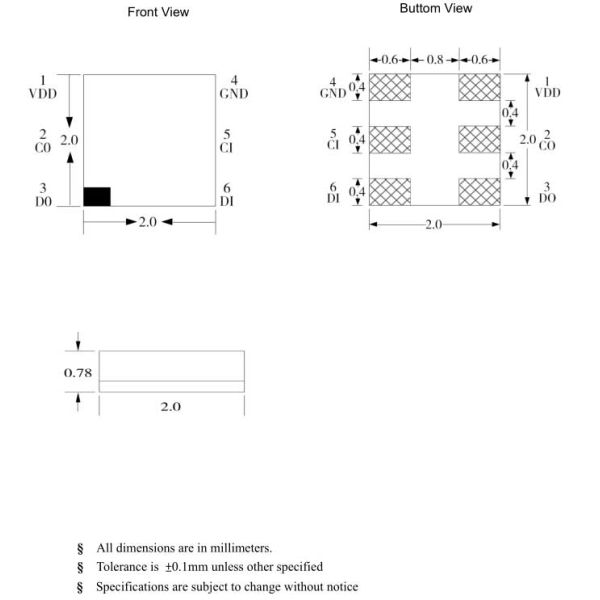 APA102 6 PIN LC8822 IC Built-in 2020 SMD Digital RGB LED Chip