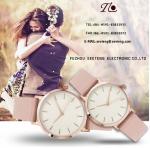 Alloy wrist band couple watch PU leather couple watch black dial or white