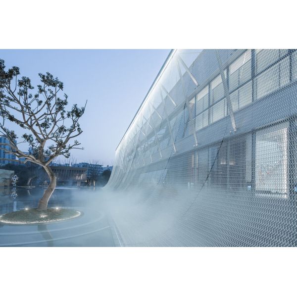 Architectural Round Wire Spiral Link Mesh , Decorative Woven Mesh For Stairway Railing