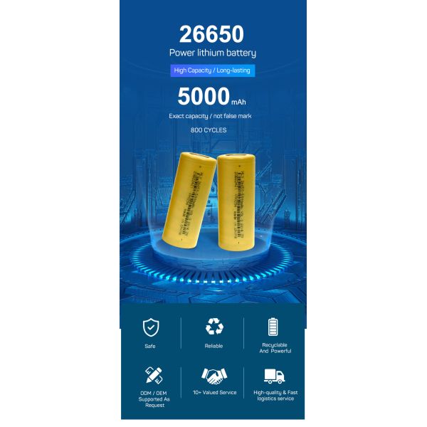 5000mAh 3.6v High Power NCM Battery Cell 26650 High Energy Density Lithium Batteries