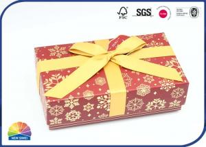 China 4C Print Christmas Ribbon Decorated Paper Gift Box Gold Stamping Custom on sale