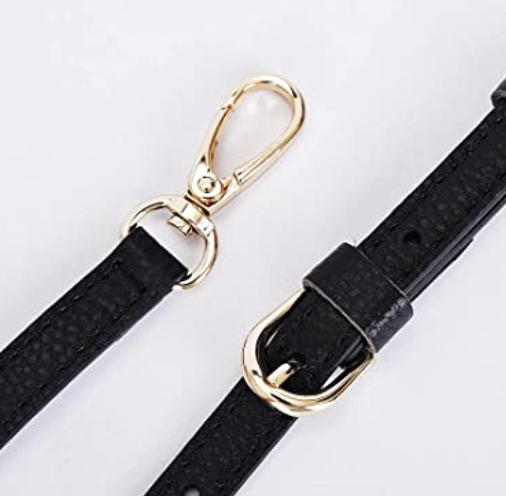 Black Leather Adjustable Crossbody Replacement Purse Straps 1.2m With Swivel Hooks