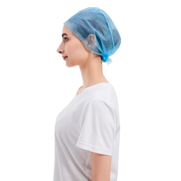 disposable head cap disposable surgeon caps nonwoven PP cap with ties CE ISO13485 disposable head covers