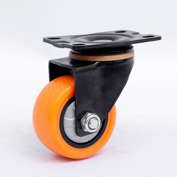 3 4 5inch PU/PVC Industrial Furniture Trolley Orange Single Bearing Caster with Tire Mark