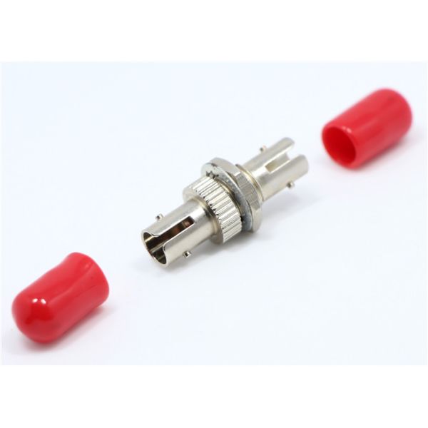 ST to ST Simplex SM / MM Fiber Optic Adapter With Metal body Red Cap Low Insertion Loss