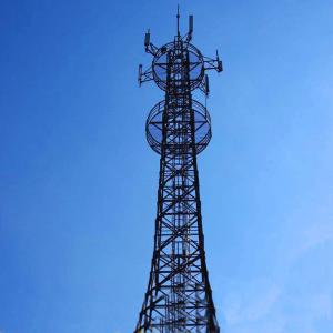 China 4 Leg 4g Cell Mobile Phone Steel Tower 60m Wireless Round Tube Galvanized Steel on sale