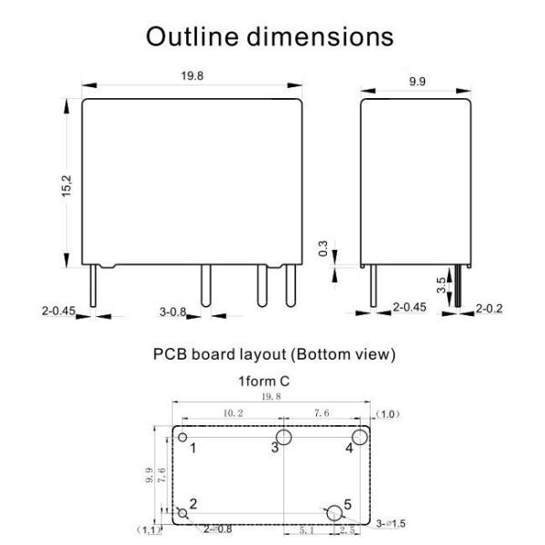 Fan 12 Volt 5A 3A SPDT Power Relay RJE-112D Non Latching Relay