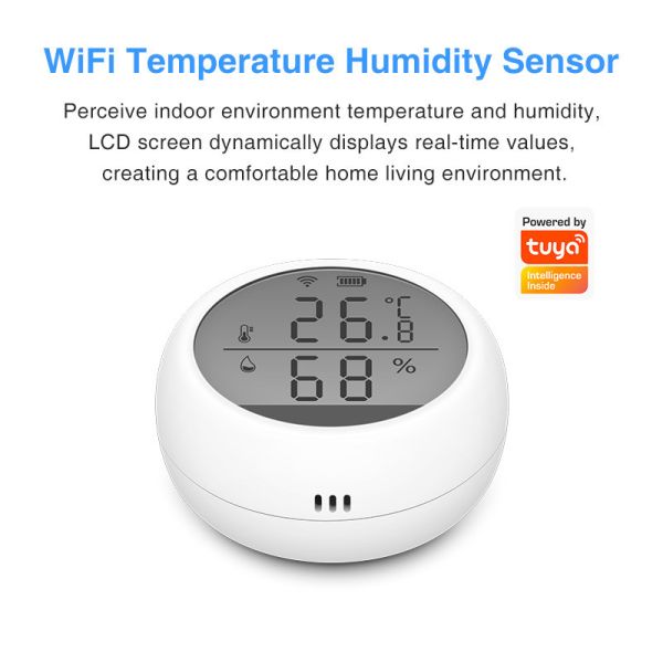 Tuya Smart Digital Wifi Temperature And Humidity Sensor LCD Screen With Alexa Google Home