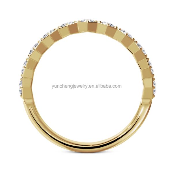US5-US11 Honeycomb Wedding Band Gold Plated 925 Sterling Silver Ring