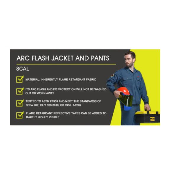 Electrical Engineer Safety Work Uniforms with Inherently Flame Retardant Fabric for Arc Flash Protection, NFPA 70E Standard, Lightweight and