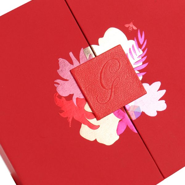 Skin Care Double Door Paper Cardboard Packaging Gift Box with Magnetic Closure Red