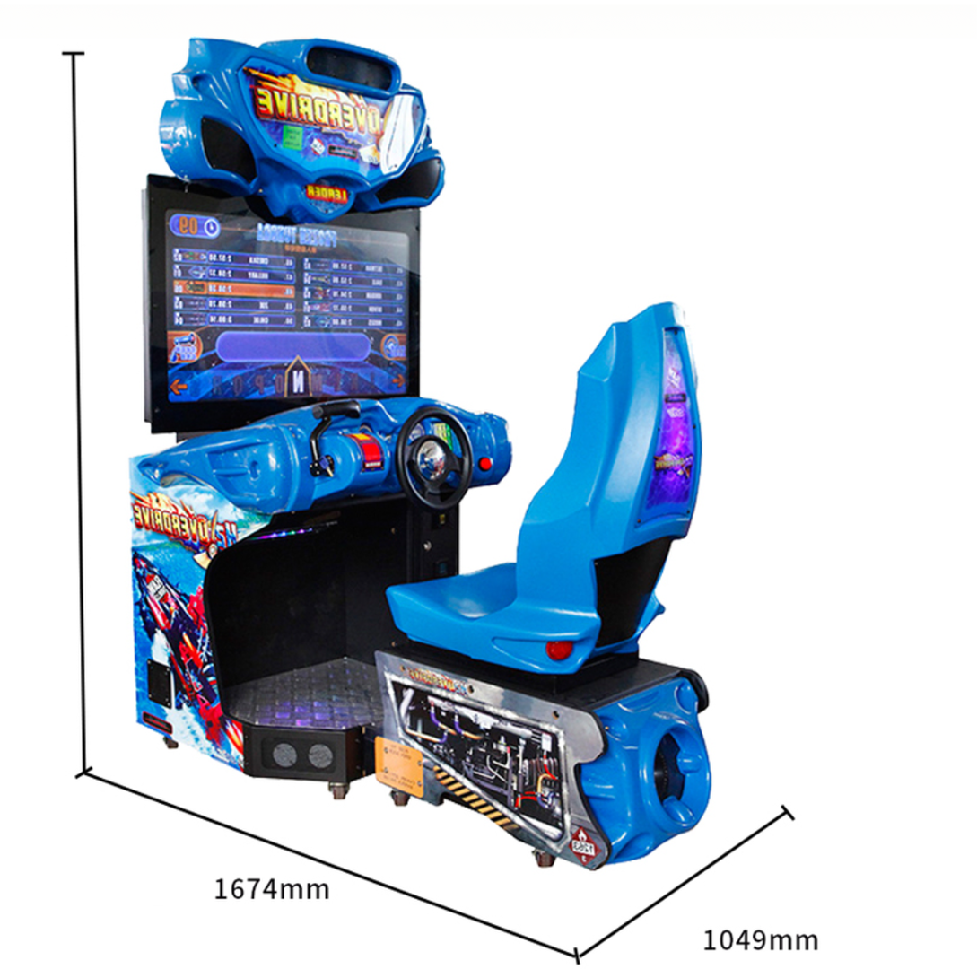 Close-up of racing game controls