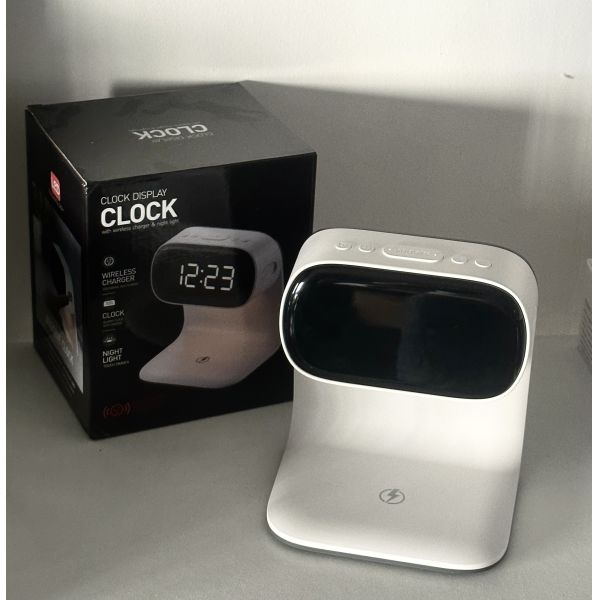 Fast Charging Wireless Bedside Night Light 15W ABS LED Battery Phone Headset Alarm Clock Table Lamp Gift Compact