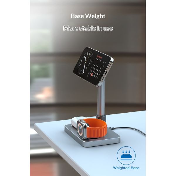Foldable 15W Plastic Wireless Charger Adjustable Height 3 In 1 Magnetic Charging Stand For Professional Use Multiple Devices
