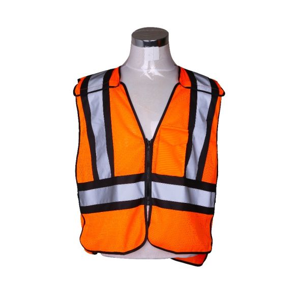 5 Points Mesh Orange Hi Vis Reflective Vest Fire Retardant For Men Workwear