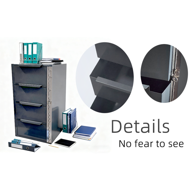 4 Drawer Welded Steel Vertical File Cabinet Gray Security Lock Adjustable Inner Divider Office Garage Storage Chest