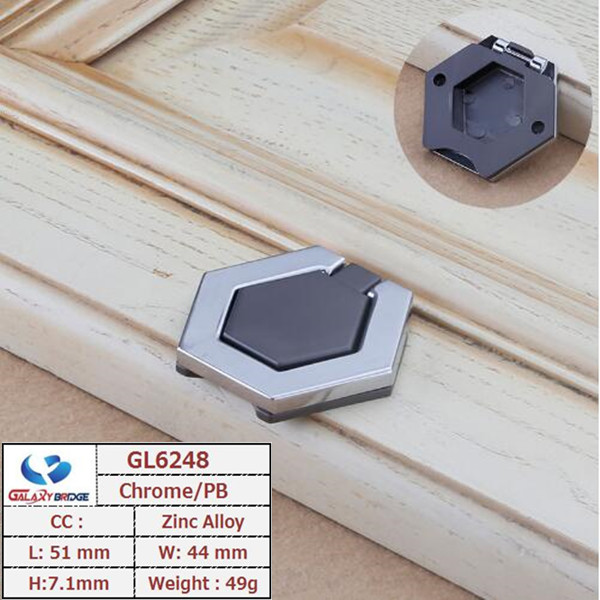 Brush Brass Hidden Drawer Pulls Kitchen Cabinet Knobs / Closet Square ring Pulls Furniture Fittings