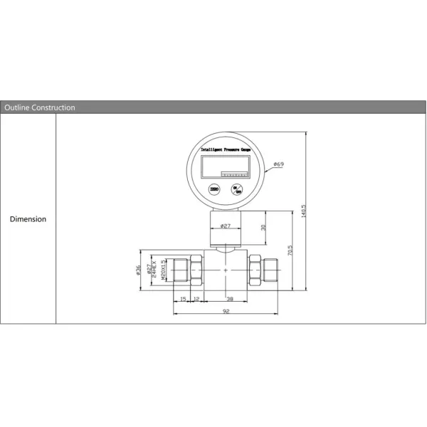 9V Battery Powered Digital Differential Pressure Gauge Pressure Sensor Transmitter Manufacture