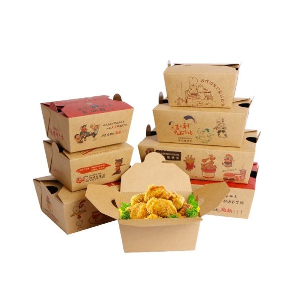 500-1000ml Fast Food Takeaway Boxes With CMYK/Pantone Printing Food Container Paper Box