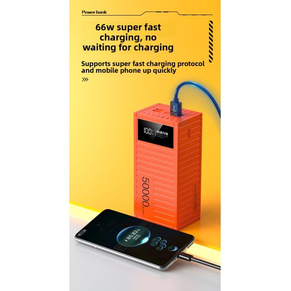 30000mAh Super Fast Charging Power Bank 66W Large Capacity 50k Digital Display LI Polymer 5W Micro USB