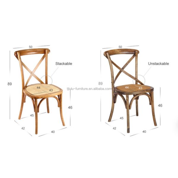 Solid Wood Cross Back Chairs with Nitrolacquer Finish and Modern Stacked Design W50*D44*H89CM