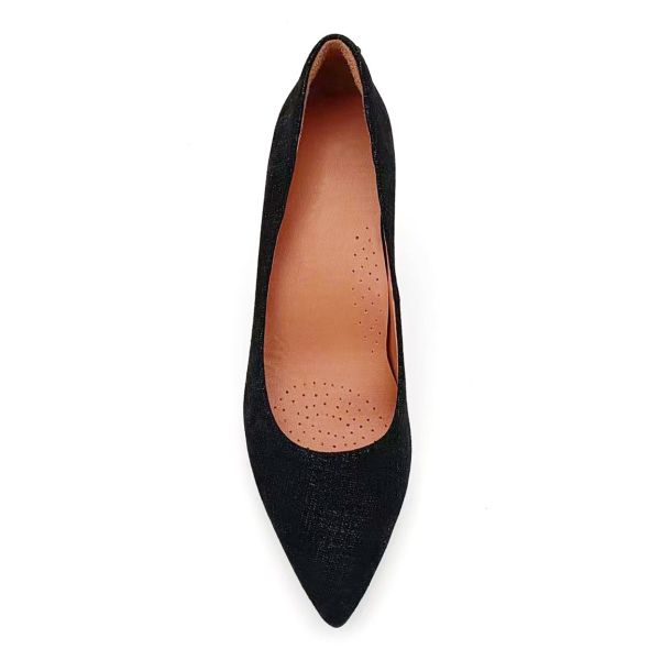 customized Black Women Heels , Slingback Pump Heels With Leather Material
