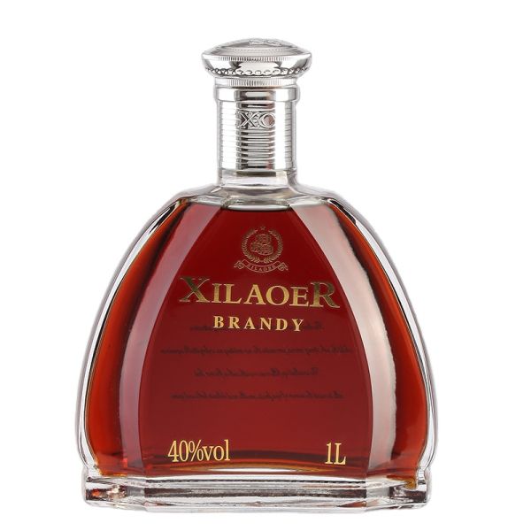 Customized Logo Clear Oblate Shape Glass Bottle For 500ml 750ml Whisky Brandy Liquor
