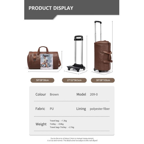 OEM Rolling Garment Male Travel Duffle Bag With Trolley Sleeve Multipurpose