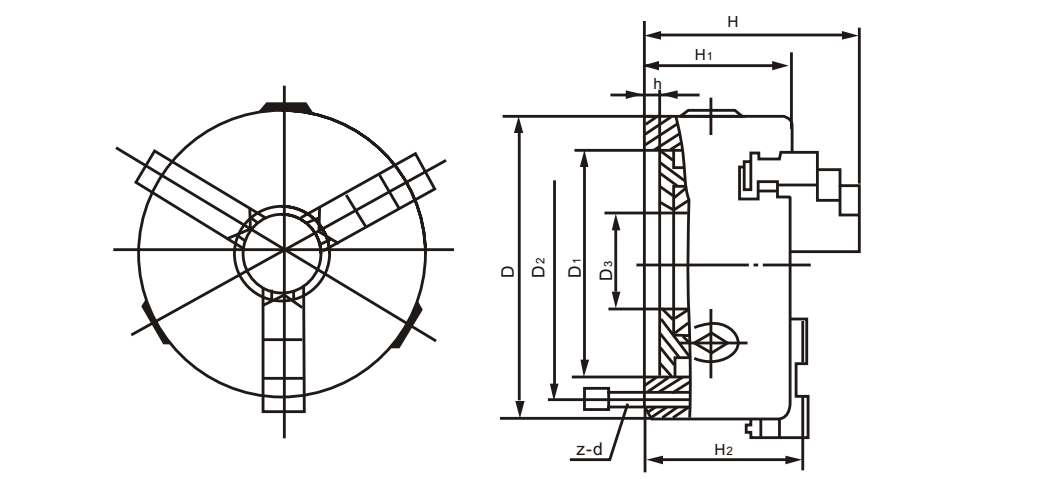 DK11 SEIRES DIN-STANDARD 3-JAW SELF-CENTERING CHUCKS