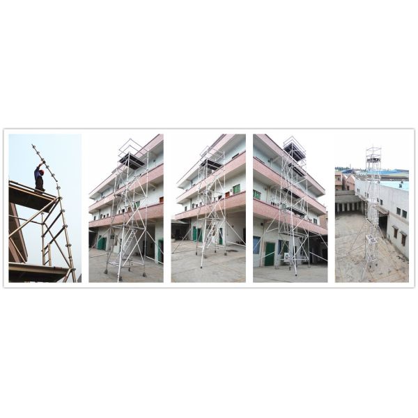 Ring Lock Access Mobile Aluminium Tower Scaffold 2-40m Height With Fewer Components